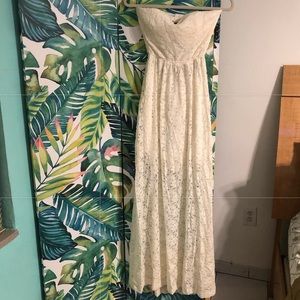 Strapless crotchet maxi dress